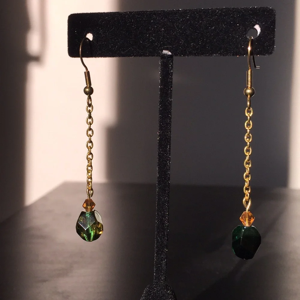 Glass Bead Dangle Earrings - Picture 4 of 4